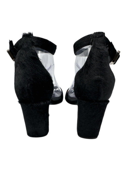 Castaner Shoe Size 37 Black Pony Hair open toe Ankle Strap Chunk Heel Pumps Black / 37