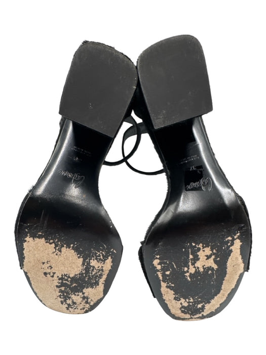 Castaner Shoe Size 37 Black Pony Hair open toe Ankle Strap Chunk Heel Pumps Black / 37