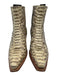 Ann Mashburn Shoe Size 37 White & Brown Leather Snake Embossed Square Toe Boots White & Brown / 37