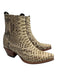 Ann Mashburn Shoe Size 37 White & Brown Leather Snake Embossed Square Toe Boots White & Brown / 37