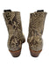 Ann Mashburn Shoe Size 37 White & Brown Leather Snake Embossed Square Toe Boots White & Brown / 37
