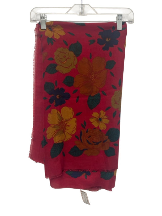 No Brand Red & Multi Polyester Floral Fringe scarf Red & Multi / One Size