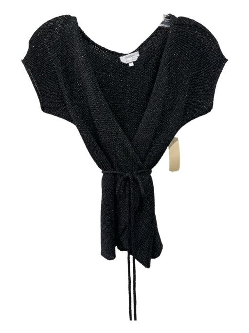 Weekend Max Mara Size S Black Cupro Blend Knit Shimmer Front Tie Cardigan Black / S