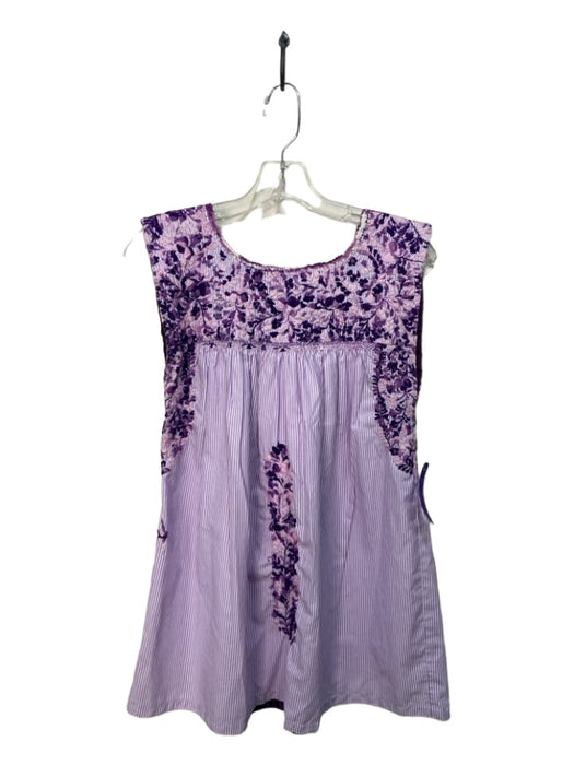 Mi Golondrina Size XS Purple & White Cotton Blend Sleeveless Top Purple & White / XS