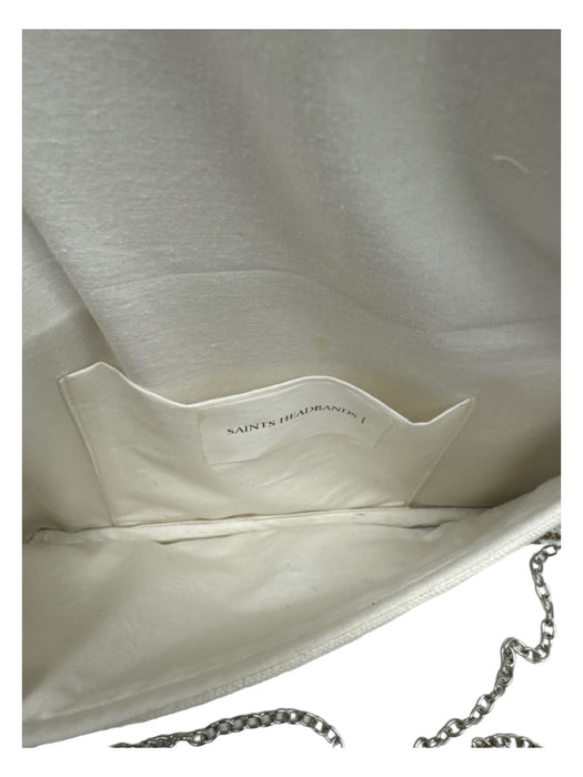 Saints Headbands White & Gold Cloth Beaded Animal Print Envelope Clutch Bag White & Gold / Small