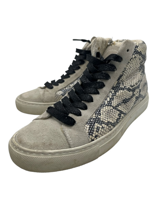 P448 Shoe Size 38 Gray & Black Suede High Top Snake Print Lace Up Sneakers Gray & Black / 38