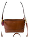 Hazzys Brown Leather Crossbody Top Zip Gold Hardware shoulder strap Bag Brown / S