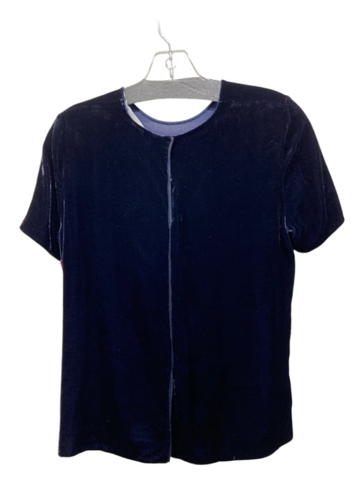 Vince Size XS Midnight blue Viscose & Silk Velvet Button Detail Short Sleeve Top Midnight blue / XS