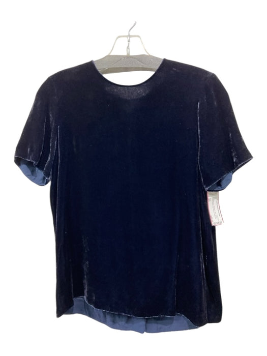 Vince Size XS Midnight blue Viscose & Silk Velvet Button Detail Short Sleeve Top Midnight blue / XS