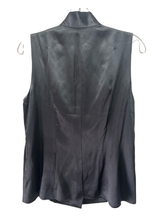 Akris Size Est L Black Silk Solid Sleeveless Buttons Top Black / Est L