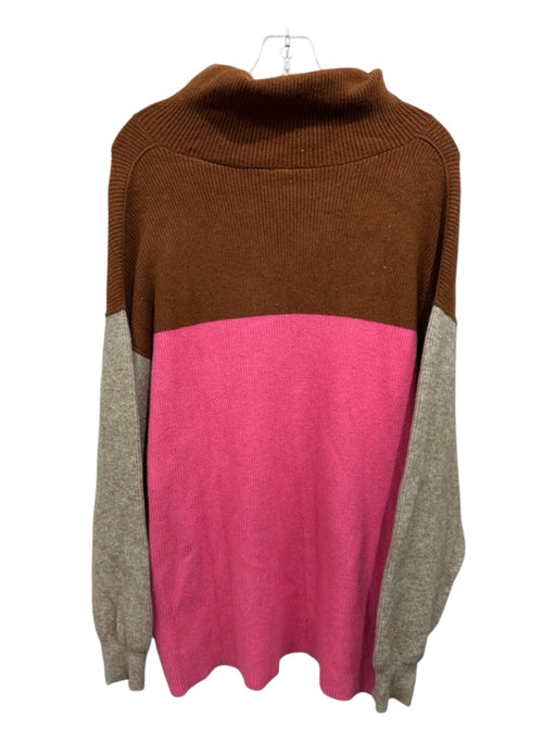 Free People Size Medium Brown, Pink, Beige Rayon Blend Long Sleeve Sweater Brown, Pink, Beige / Medium