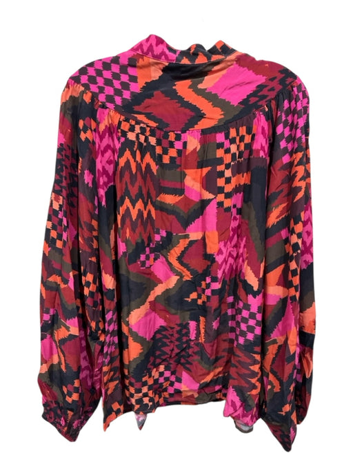 LaRoque Size XL Pink, Orange, Black Rayon Blend Long Sleeve Mixed Print Top Pink, Orange, Black / XL