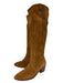 Sbicca Shoe Size 10 Tan Brown Leather Upper Almond Toe Block Heel Side Zip Boots Tan Brown / 10