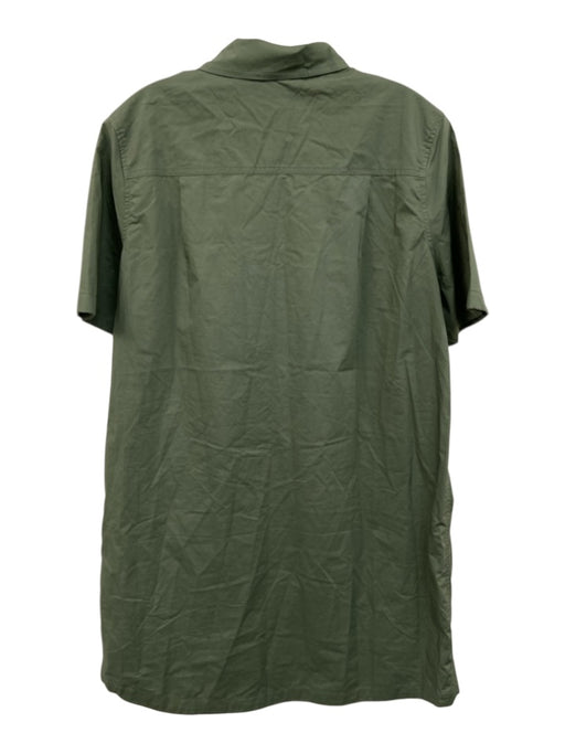 Tuckernuck Size XL Green Cotton Short Sleeve Button Up Pockets Collar Dress Green / XL