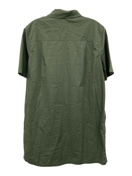 Tuckernuck Size XL Green Cotton Short Sleeve Button Up Pockets Collar Dress Green / XL