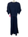 XiRENA Size L Navy Cotton Short Sleeve Buttons Midi Seersucker Dress Navy / L