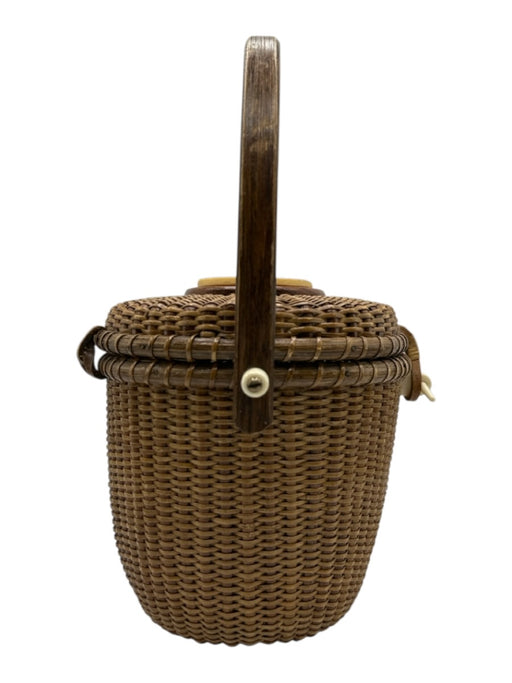 Farnum Brown Wicker Woven Top Handle Vintage Basket Bag Brown / S/M