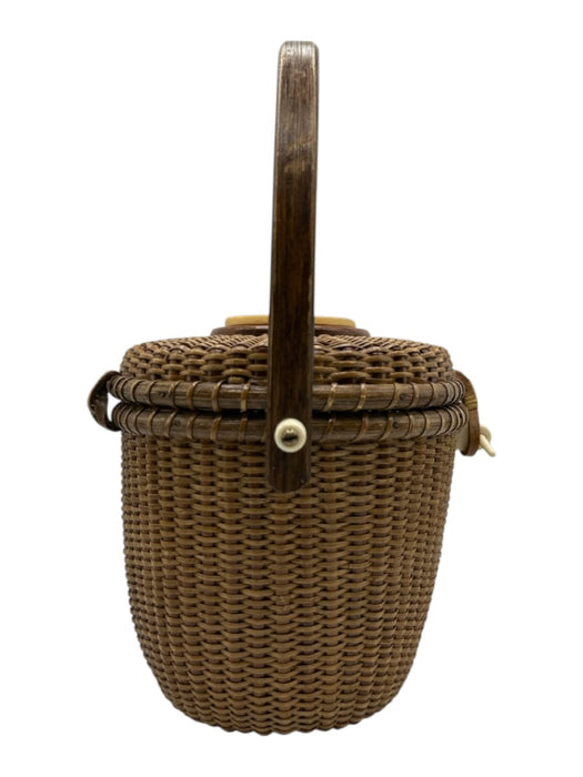 Farnum Brown Wicker Woven Top Handle Vintage Basket Bag Brown / S/M