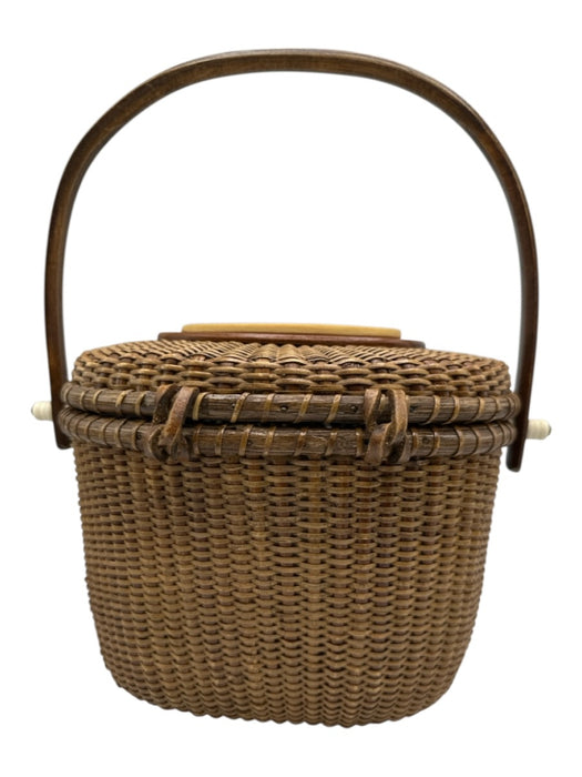 Farnum Brown Wicker Woven Top Handle Vintage Basket Bag Brown / S/M