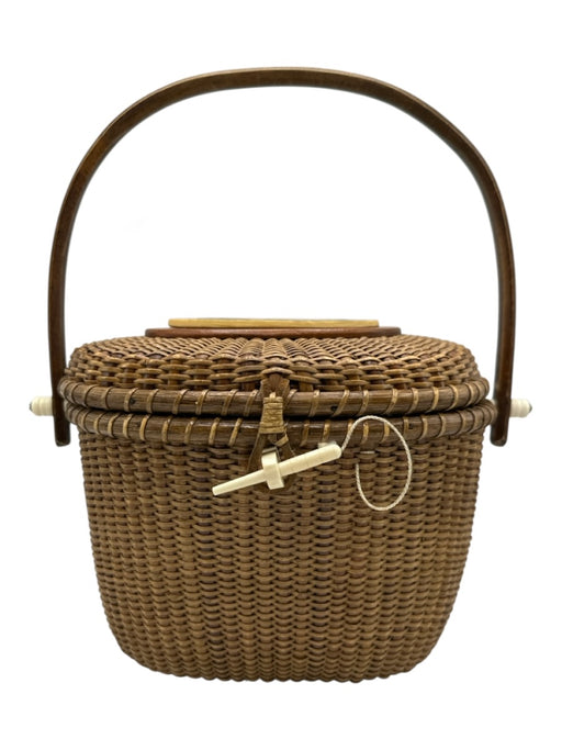 Farnum Brown Wicker Woven Top Handle Vintage Basket Bag Brown / S/M
