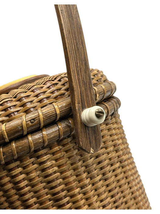 Farnum Brown Wicker Woven Top Handle Vintage Basket Bag Brown / S/M