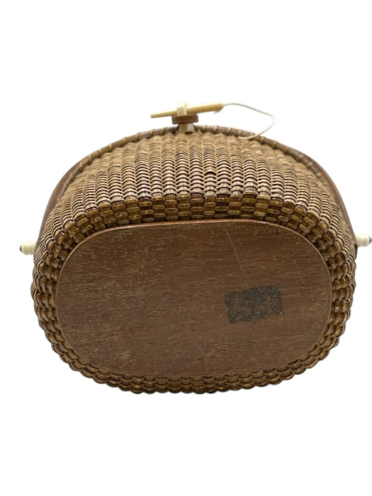 Farnum Brown Wicker Woven Top Handle Vintage Basket Bag Brown / S/M