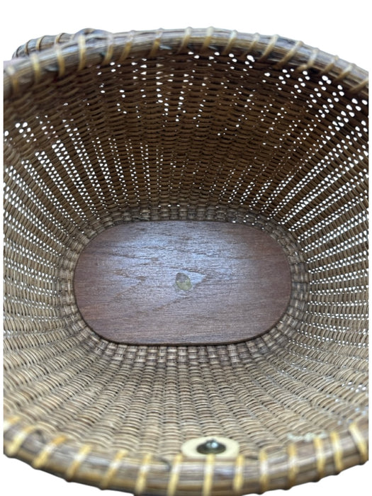 Farnum Brown Wicker Woven Top Handle Vintage Basket Bag Brown / S/M