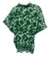 Exquise Size 1X Green & White Cotton Cap Sleeve Floral Buttons Pleats Top Green & White / 1X