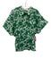 Exquise Size 1X Green & White Cotton Cap Sleeve Floral Buttons Pleats Top Green & White / 1X