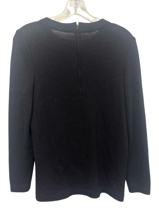 St. John Evening Size M Black Rayon & Wool Long Sleeve Knit Top Black / M