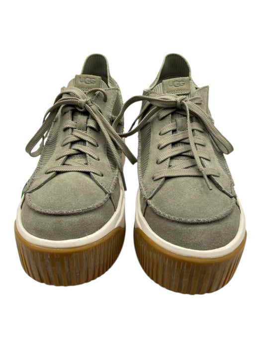 Ugg Shoe Size 10 Sage Green & White Suede Raw Edge Fabric Block Lace Up Sneakers Sage Green & White / 10
