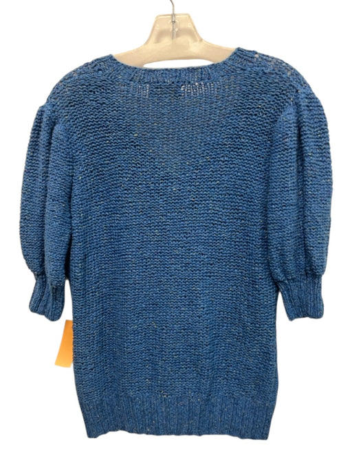 Ann Mashburn Size S Light Blue, Yellow & Black Cotton Blend Open Knit Sweater Light Blue, Yellow & Black / S