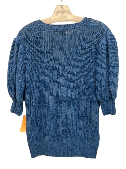 Ann Mashburn Size S Light Blue, Yellow & Black Cotton Blend Open Knit Sweater Light Blue, Yellow & Black / S