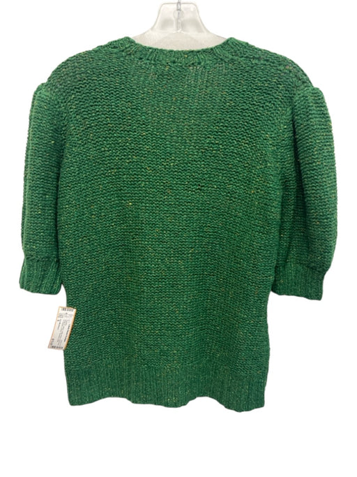 Ann Mashburn Size S Green & Yellow Cotton Blend Open Knit 1/2 Sleeve Sweater Green & Yellow / S