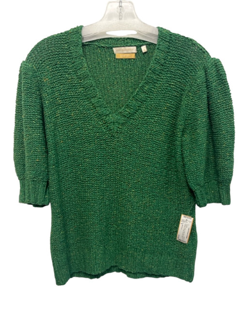 Ann Mashburn Size S Green & Yellow Cotton Blend Open Knit 1/2 Sleeve Sweater Green & Yellow / S