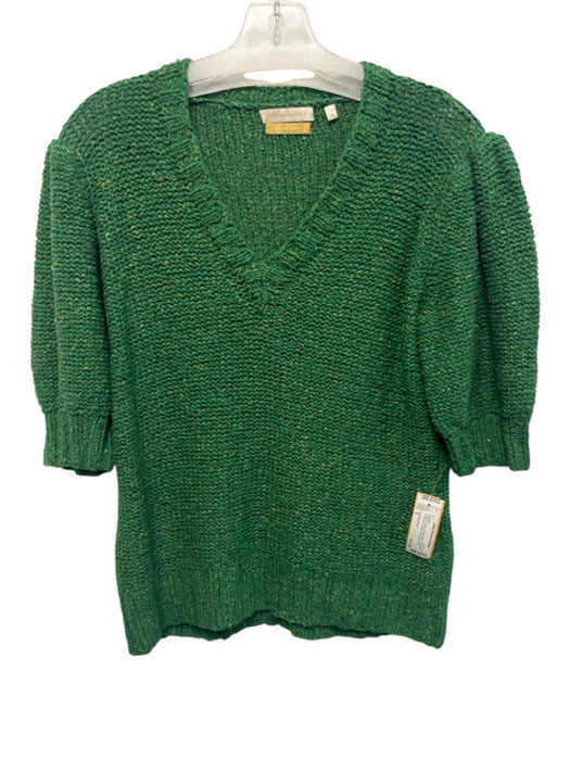 Ann Mashburn Size S Green & Yellow Cotton Blend Open Knit 1/2 Sleeve Sweater Green & Yellow / S