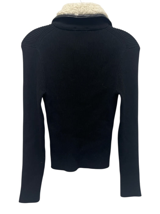 Simkhai Size M Black & Cream Viscose Blend Ribbed Knit 1/4 Zip Collar Sweater Black & Cream / M