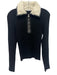 Simkhai Size M Black & Cream Viscose Blend Ribbed Knit 1/4 Zip Collar Sweater Black & Cream / M
