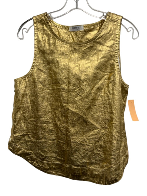 Lanhtropy Size M Gold Coated Linen Sleeveless Gold Rounded Hem Tank Top Gold / M