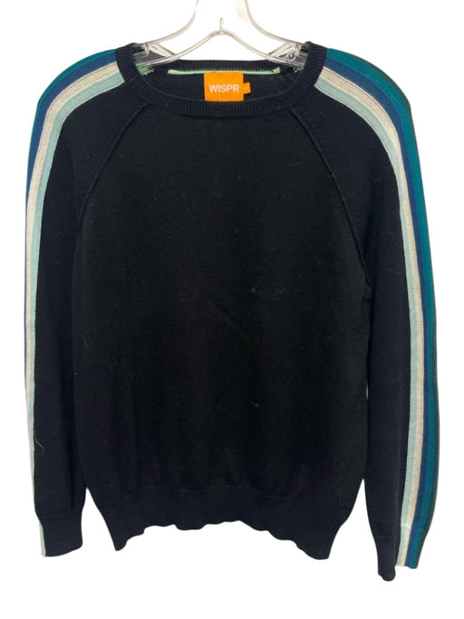 Wispr Size S Black, Green & Blue Cotton Blend Side Stripe Crew Neck Sweater Black, Green & Blue / S