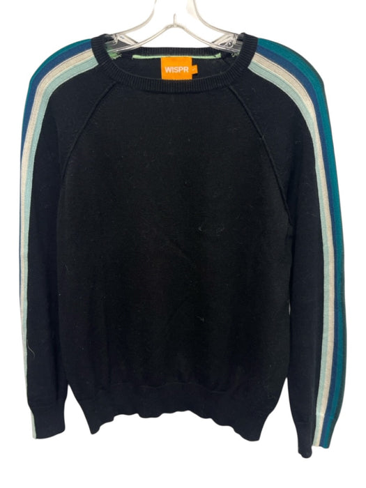 Wispr Size S Black, Green & Blue Cotton Blend Side Stripe Crew Neck Sweater Black, Green & Blue / S