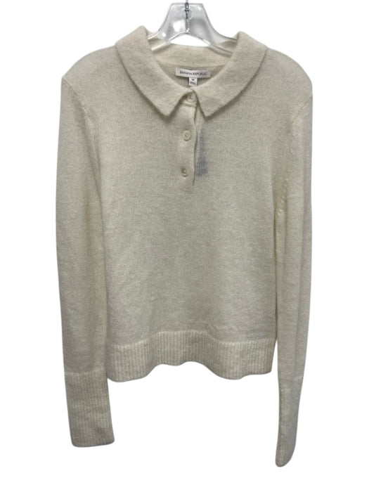 Banana Republic Size M Cream Alpaca Blend 1/4 Button Collar Sweater Cream / M