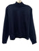 Alala Size S Navy & Cream Rayon Blend Knit Ribbed Mock Neck Piping Logo Sweater Navy & Cream / S