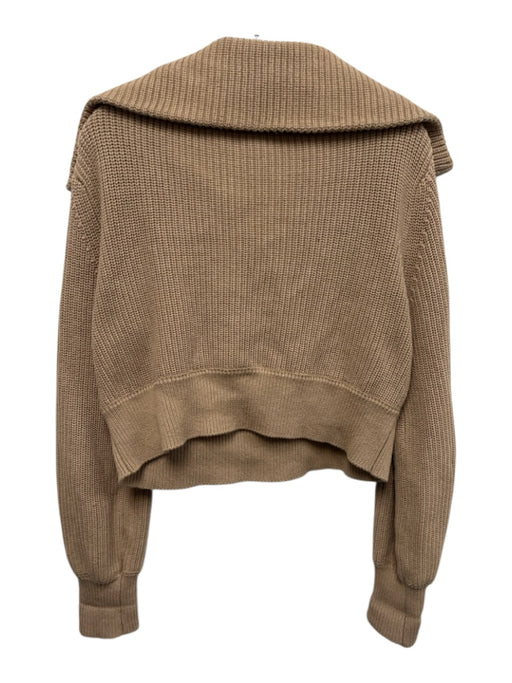 Varley Size S Tan Cotton Rib Knit 1/2 Zip Mock Collar Over Size Sweater Tan / S