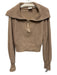 Varley Size S Tan Cotton Rib Knit 1/2 Zip Mock Collar Over Size Sweater Tan / S