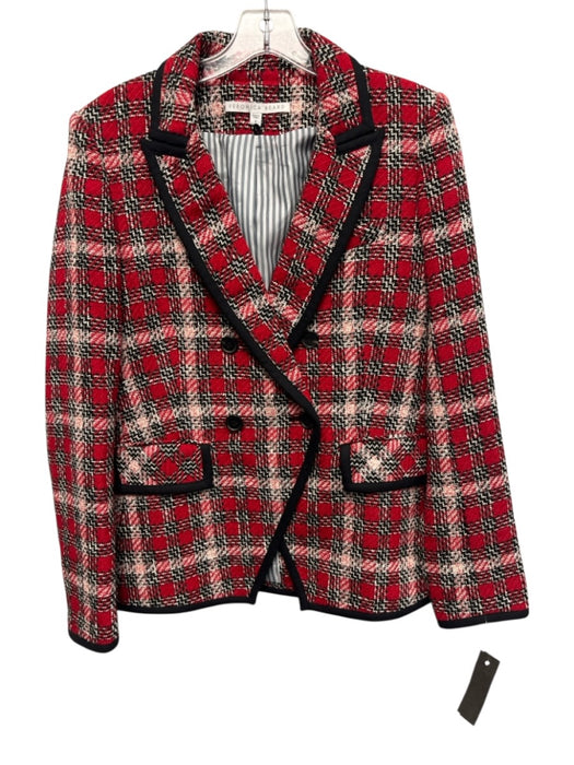 Veronica Beard Size 8 Red, Black, White Acrylic Blend Plaid Blazer Jacket Red, Black, White / 8