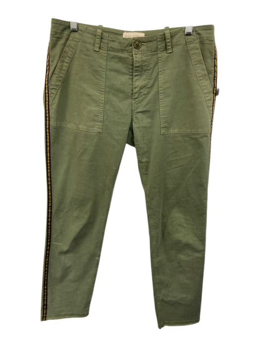 Nili Lotan Size 6 Army Green & Black Cotton Blend Side Stripe Slim Tapered Pants Army Green & Black / 6