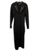 Staud Size M Black Rayon Blend Satin Trim Lapel Back Slit Maxi Dress Black / M