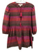 Rachel Zoe Size 6 Purple & Burgundy Cotton Blend Stripe Tassel Tie neck Dress Purple & Burgundy / 6