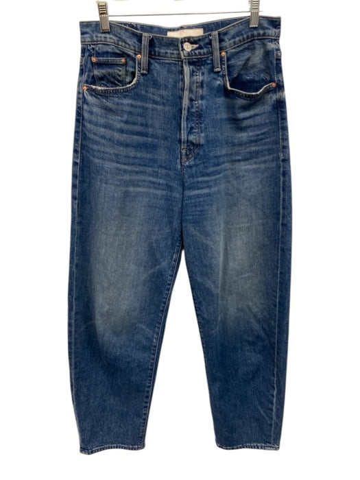 Mother Size 28 Medium Wash Cotton Blend High Rise Whiskering Barrel Jeans Medium Wash / 28